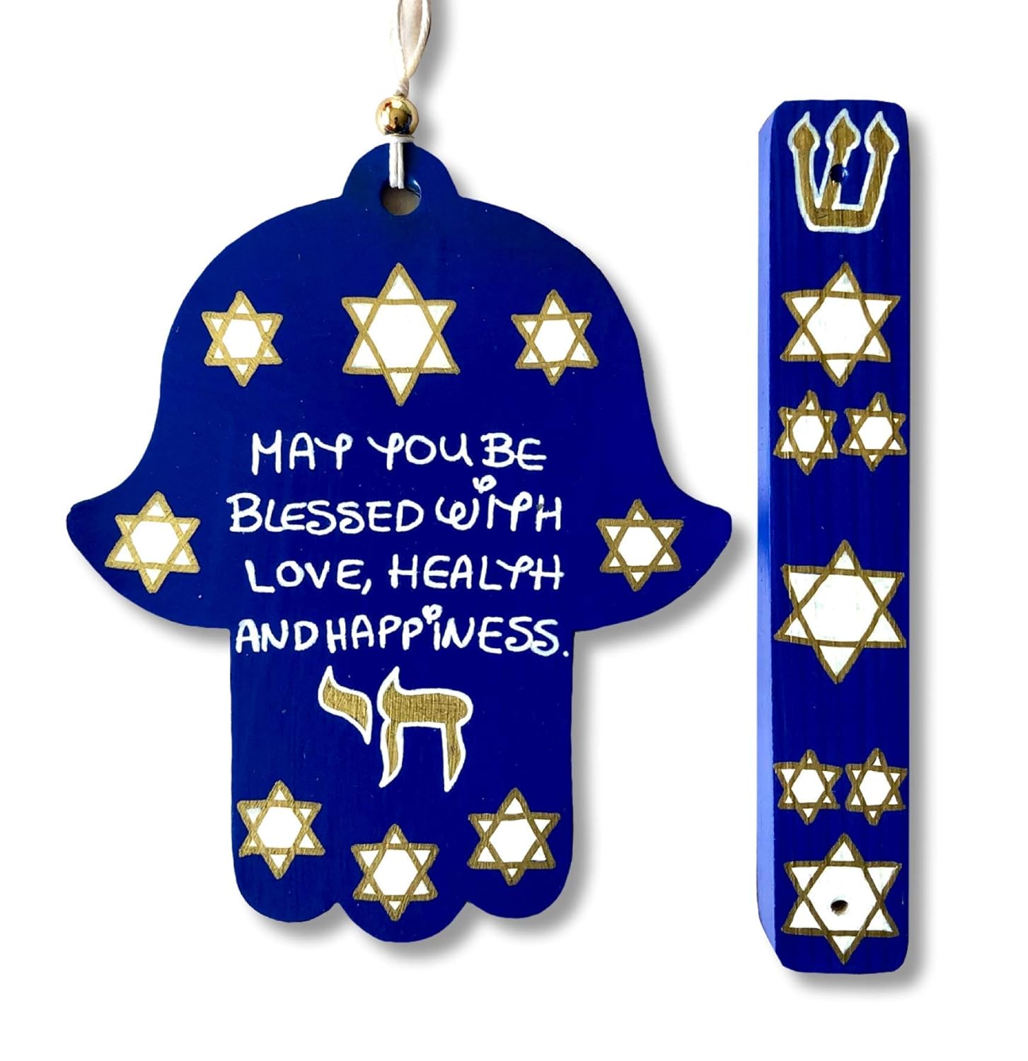 Lea Joelle Hamsa and Mezuzah Set Cobalt Blue