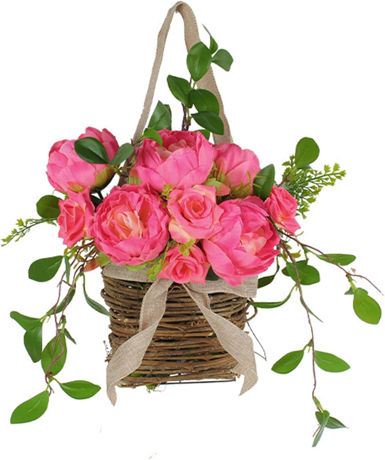 Peony Door Wreath Basket for Front Door Flowers Spring Welcome Decor