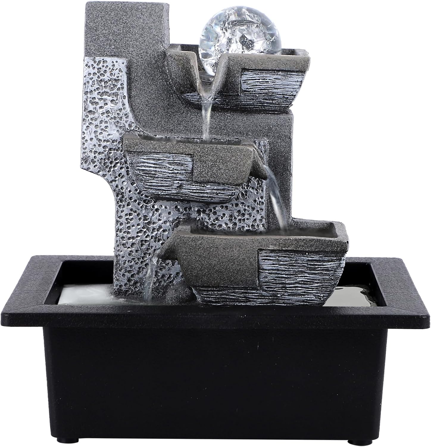 Tabletop Waterfall Indoor Fountain with LED Light 3 Tier