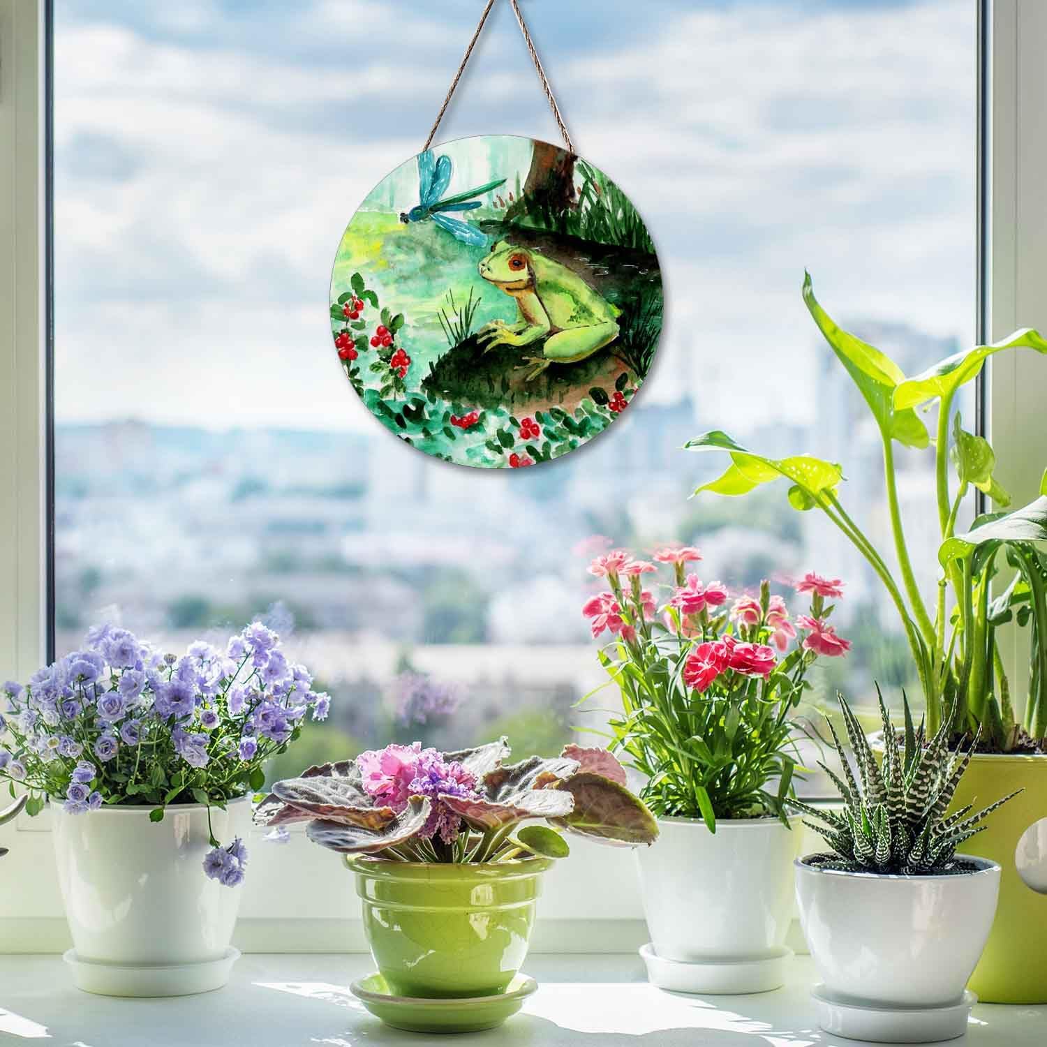 Welcome Sign Frog Door Decor Wreath Hanger