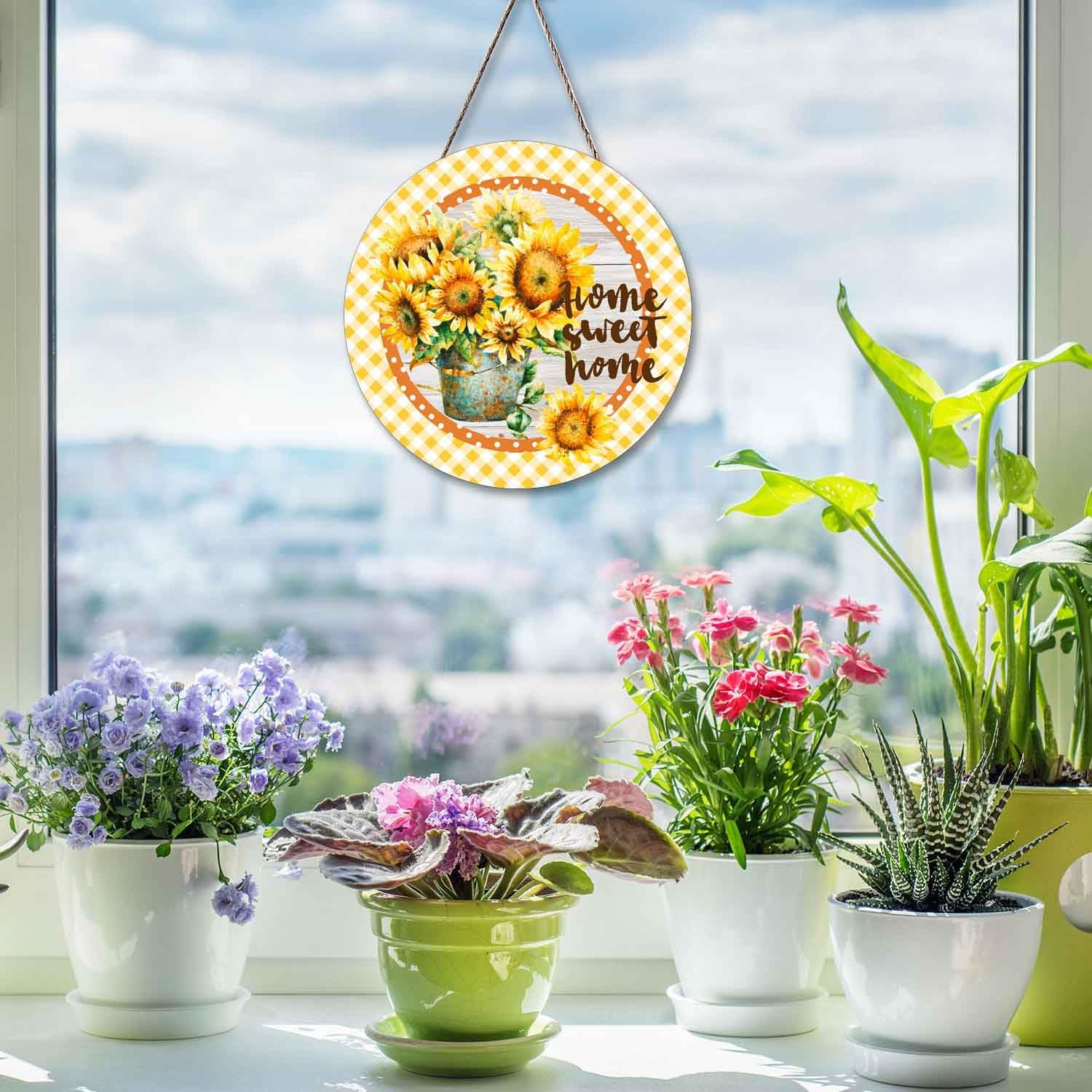 Rustic Sunflower Welcome Door Wreath Hanger