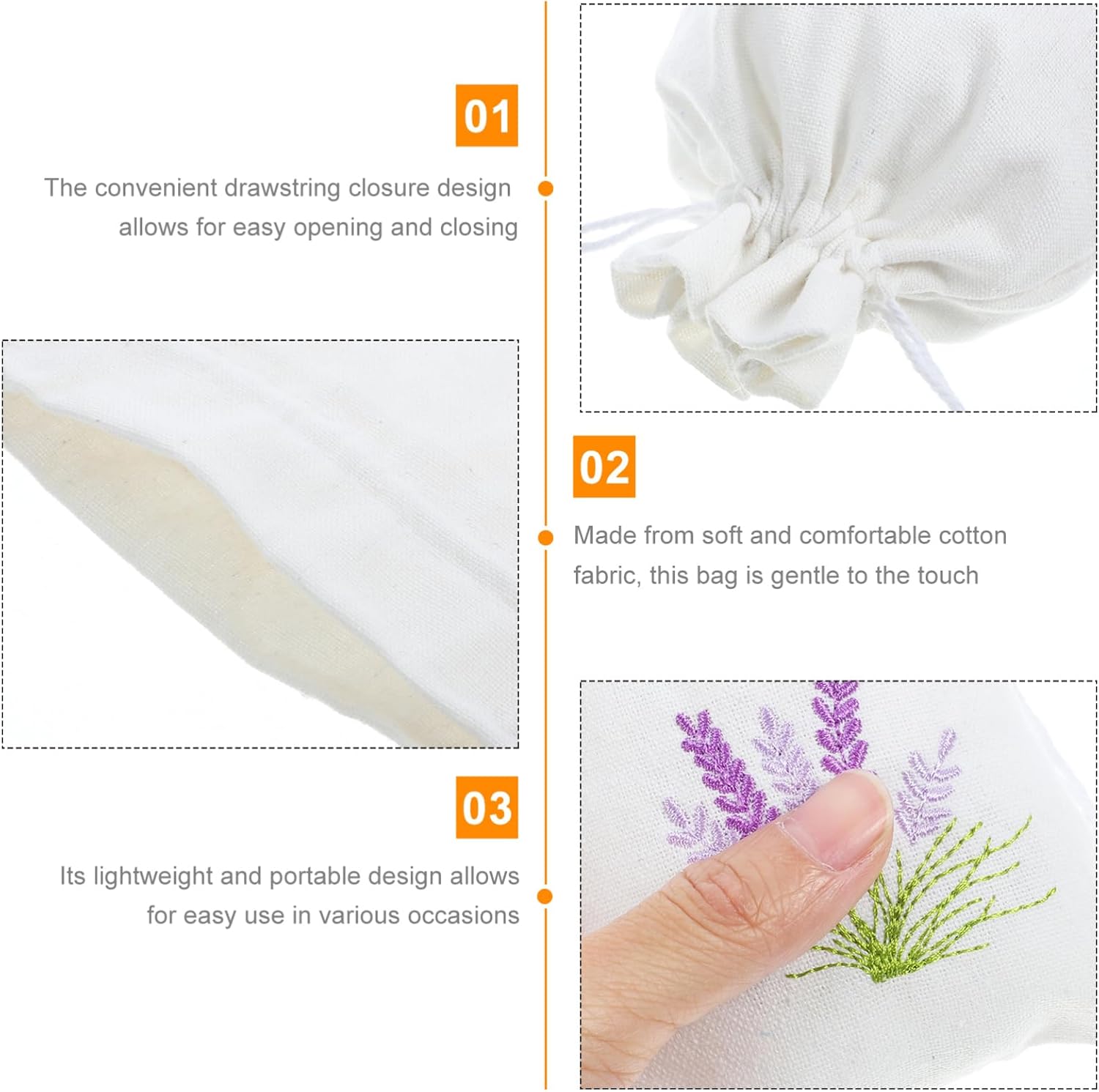 Zerodeko 10pcs Lavender Linen Drawstring Sachet Bags