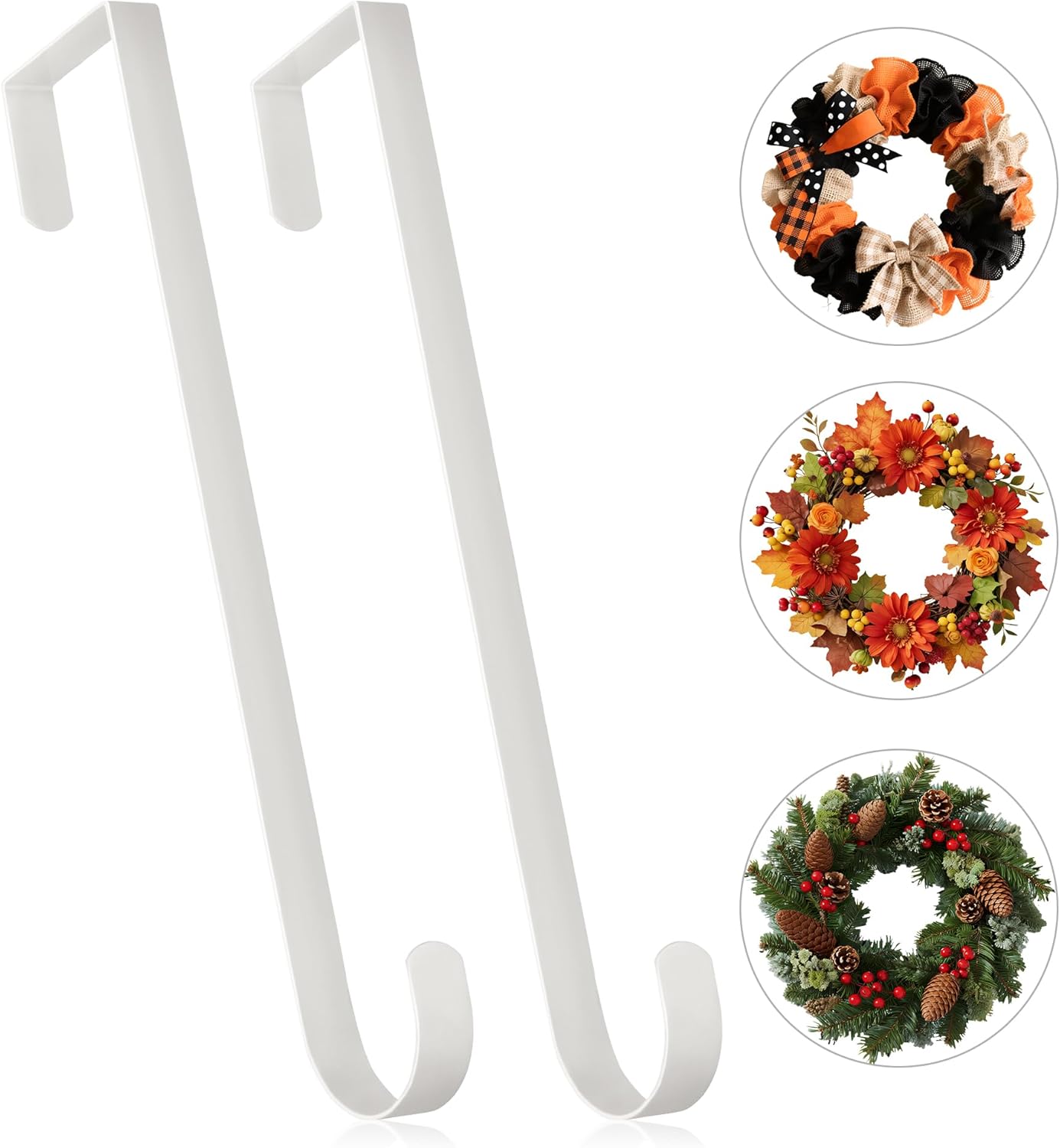 MCFULL 14 Inch Wreath Hangers for Front Door 2 Packs