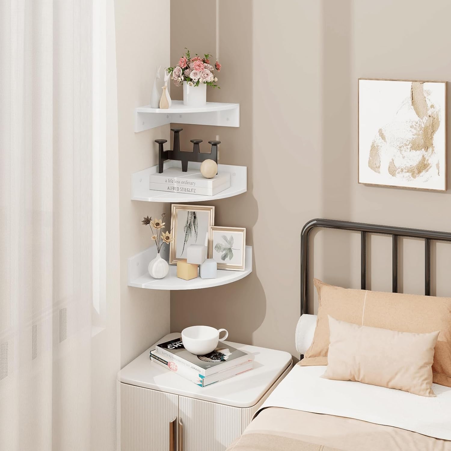 Homode Set of 3 Floating Corner Shelves White