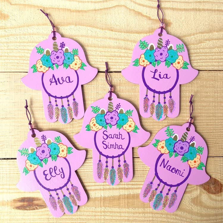 Unicorn Dream Catcher Hamsa and Mezuzah Case Light Pink