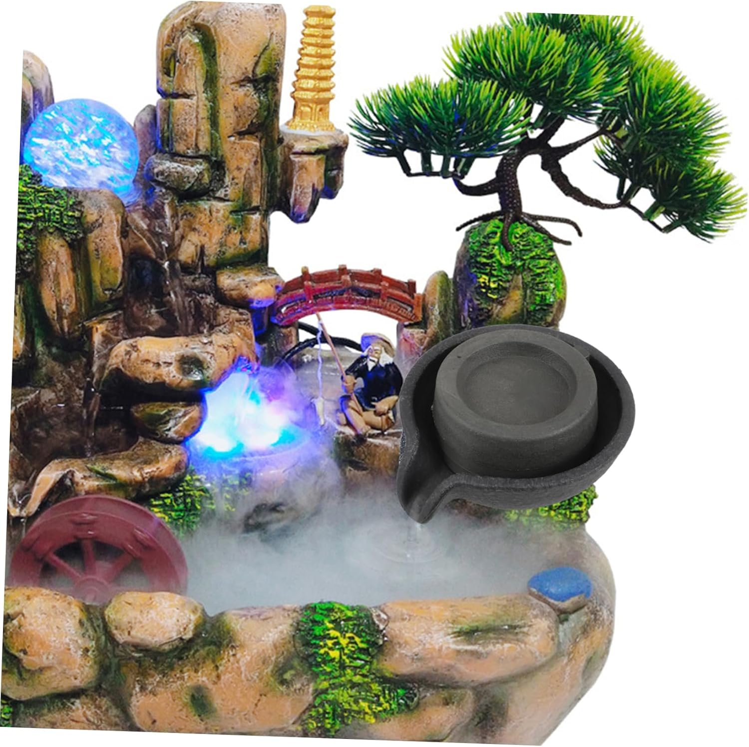 POPETPOP Rotating Millstone Tabletop Fountain with Continuous Flow