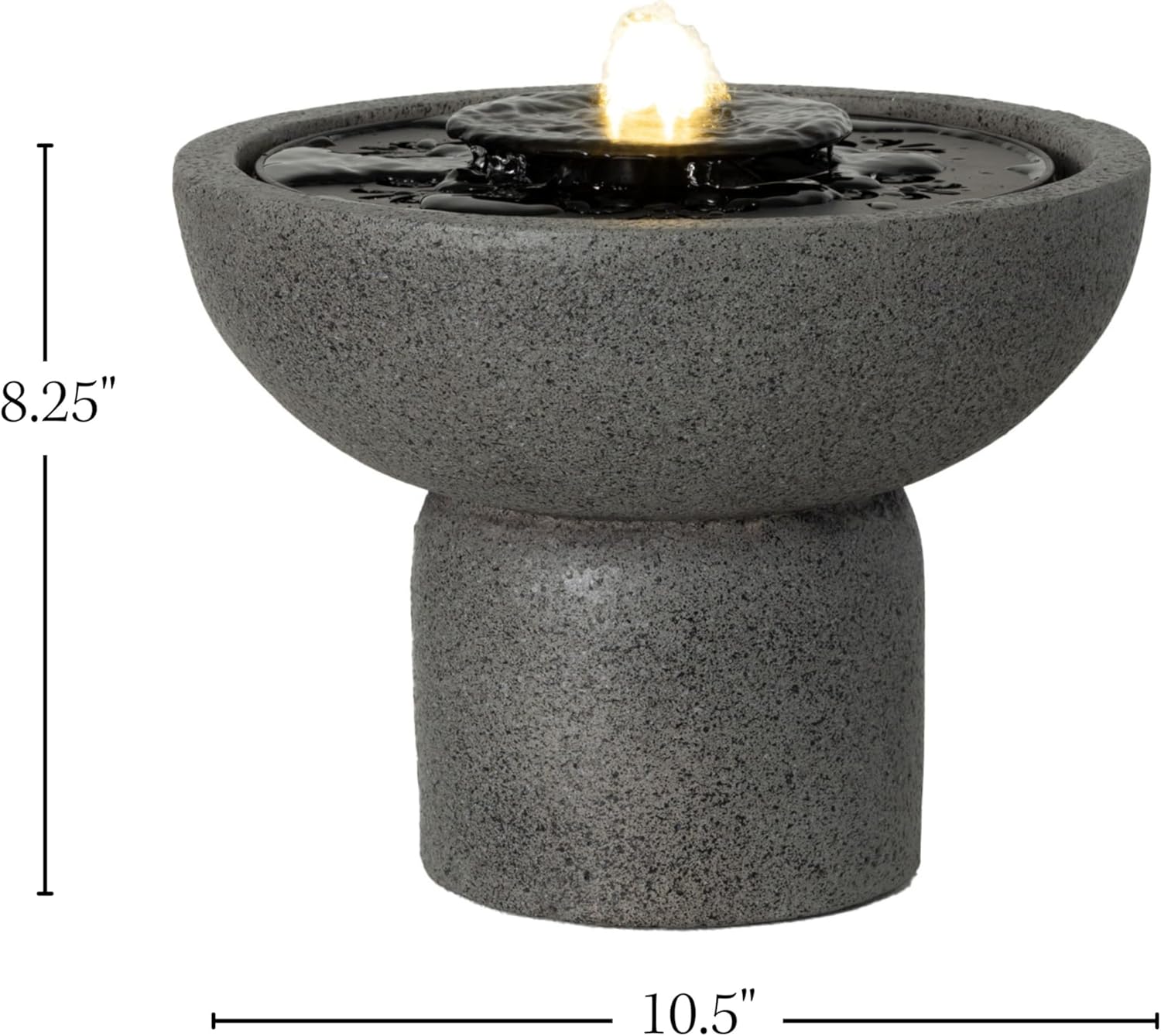 Sullivans Gray Small Pedestal Water Fountain with LED Light and Easy Setup Pump