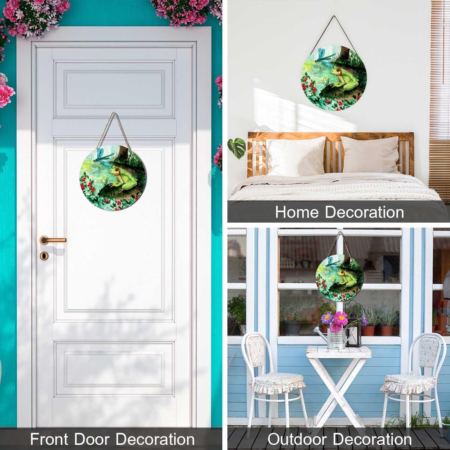 Welcome Sign Frog Door Decor Wreath Hanger