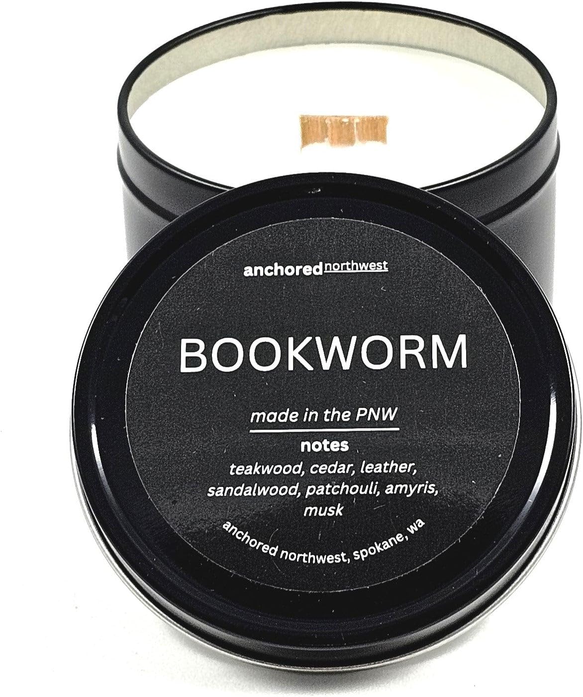 Bookworm Travel Tin Candle 6oz Hand Poured