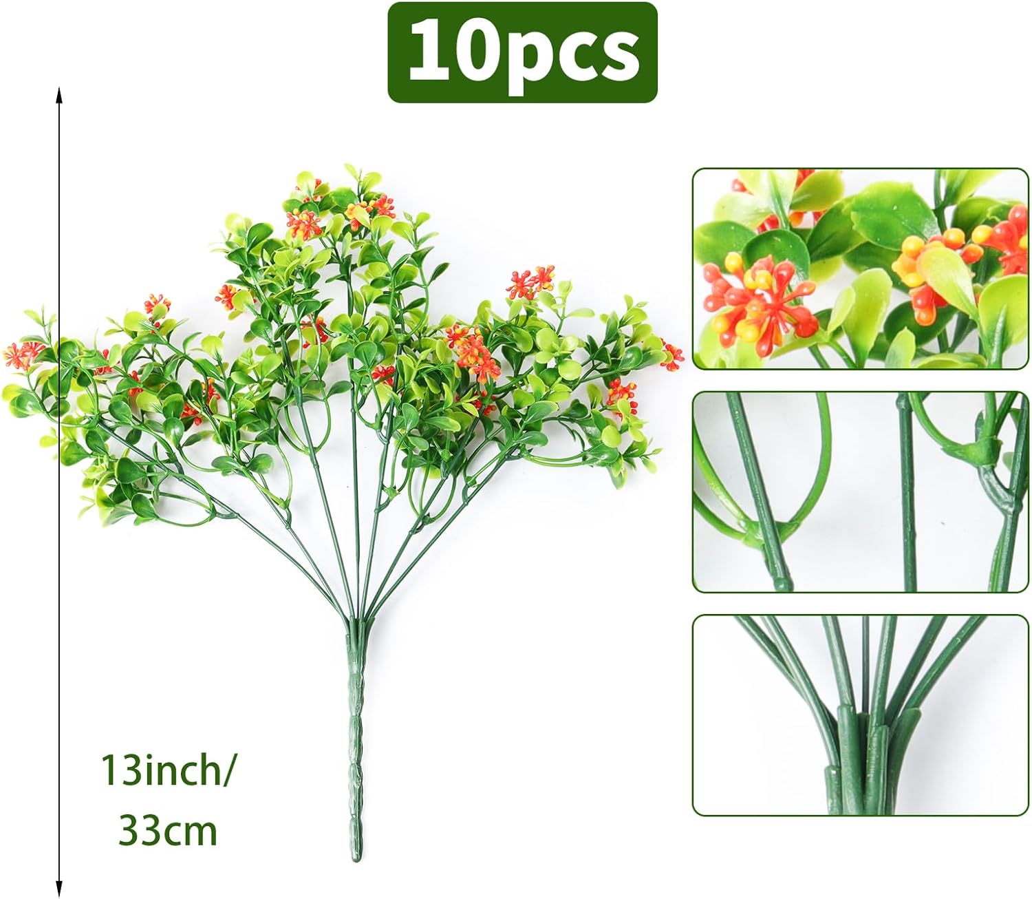 RECUTMS 10 Bundle Artificial Flowers UV Resistant