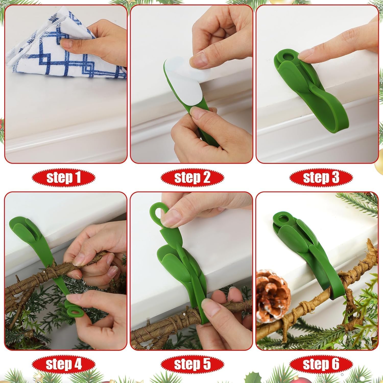 Reusable Christmas Wreath Hanger Set of 12