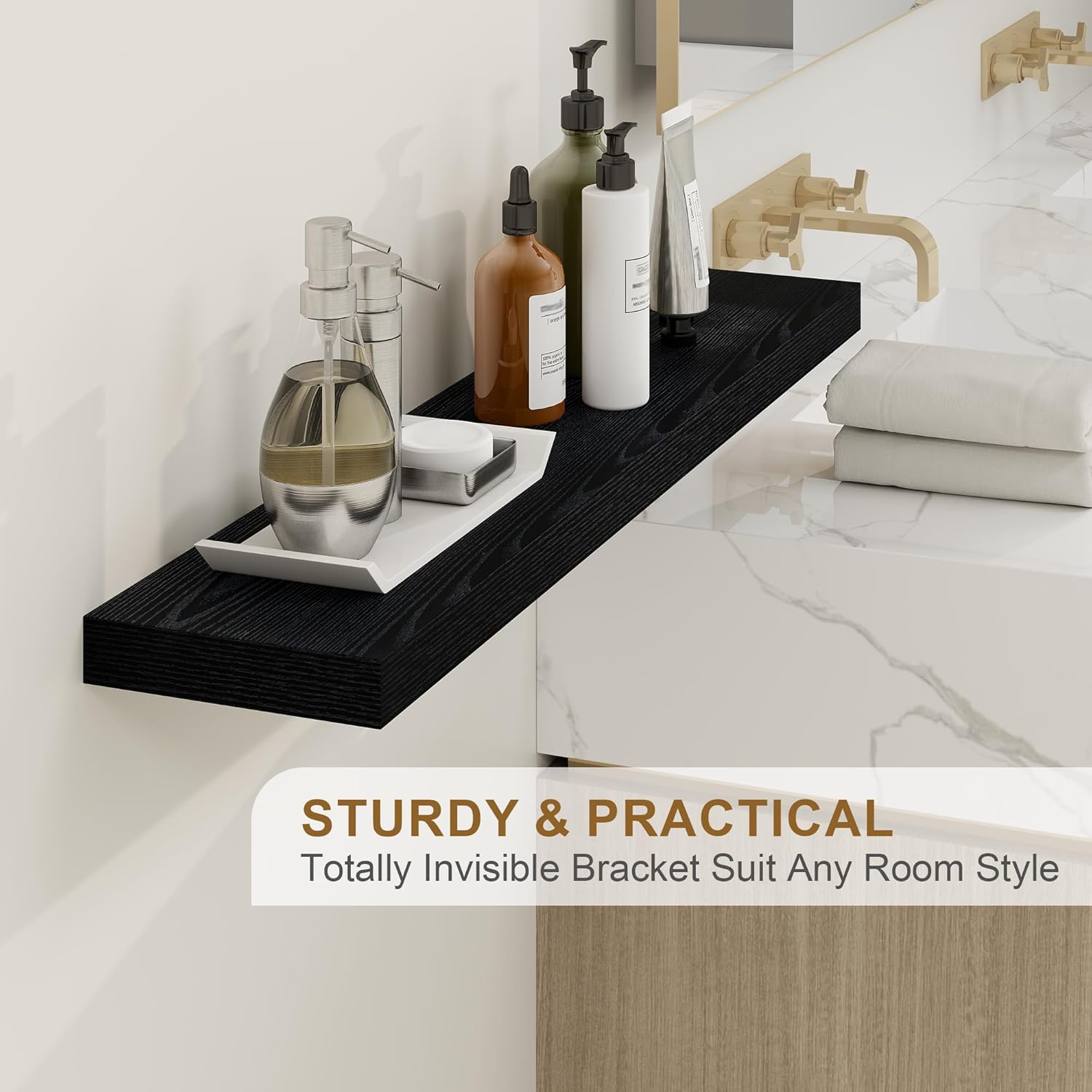 Fun Memories Floating Shelves Set of 2 36 Inch Black