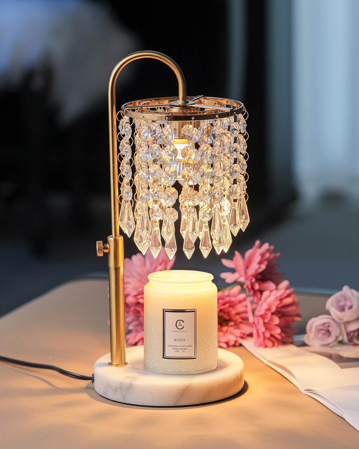 Minimalist Crystal Candle Lamp with Timer and 3 Bulbs