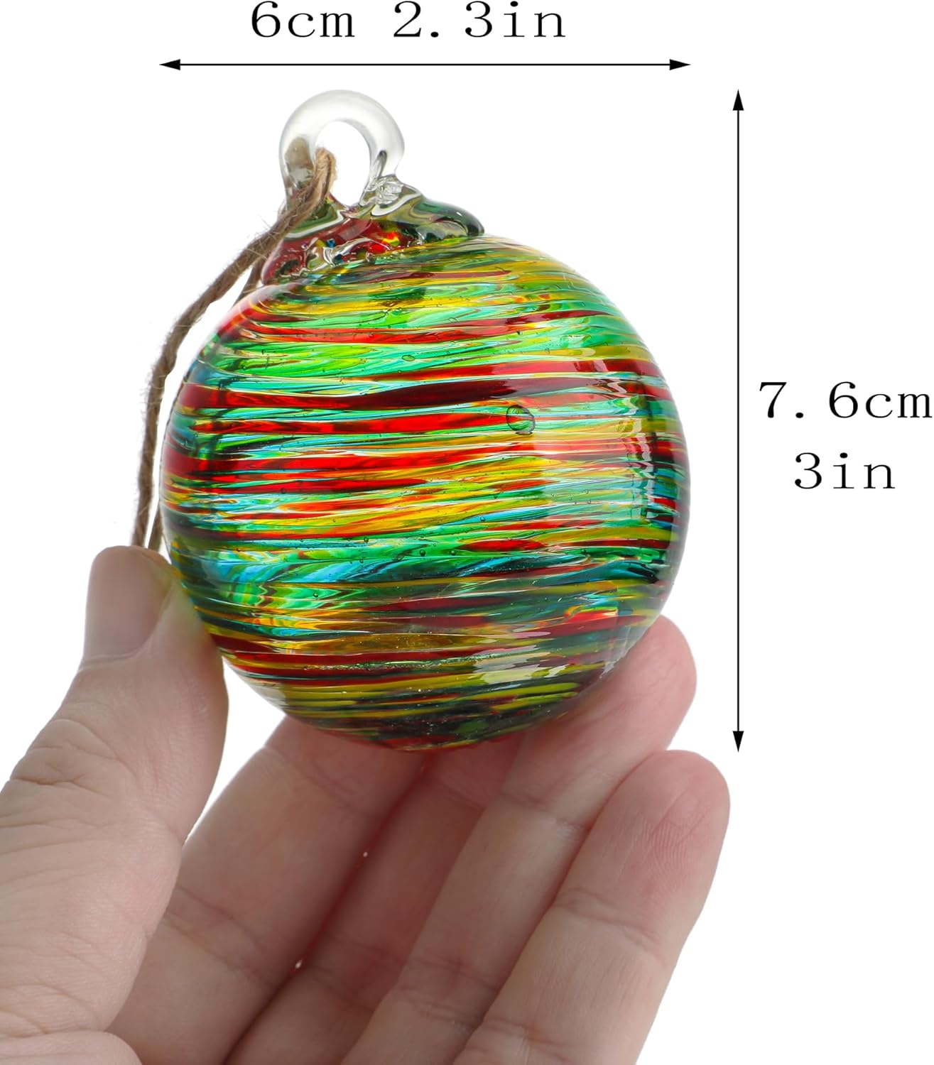 Set of 6 Hand Blown Glass Christmas Ornaments for Garden Patio Window
