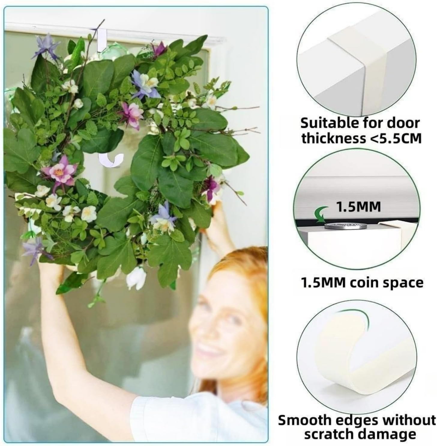 15 Inch Heavy Duty Metal Wreath Hanger 2Pcs White