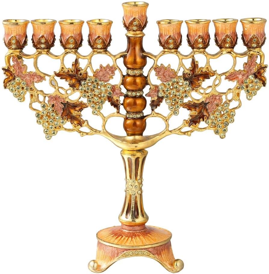 Matashi 725 Inch Tall Hand Painted Enamel Menorah