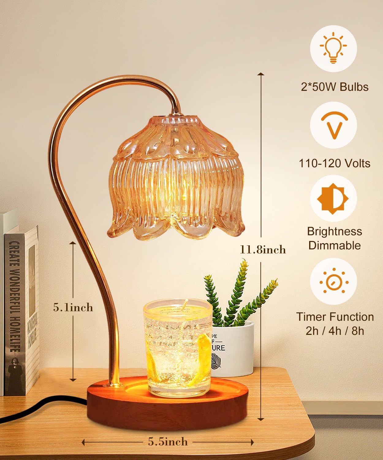 AIKAMI Candle Warmer Lamp with Timer and 2 Bulbs