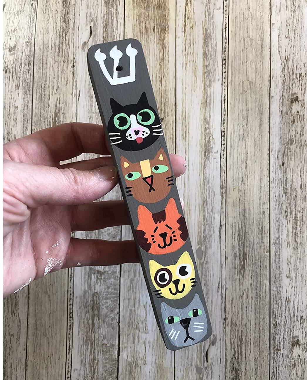 Lea Joelle Cat Mezuzah Scroll Case Gray