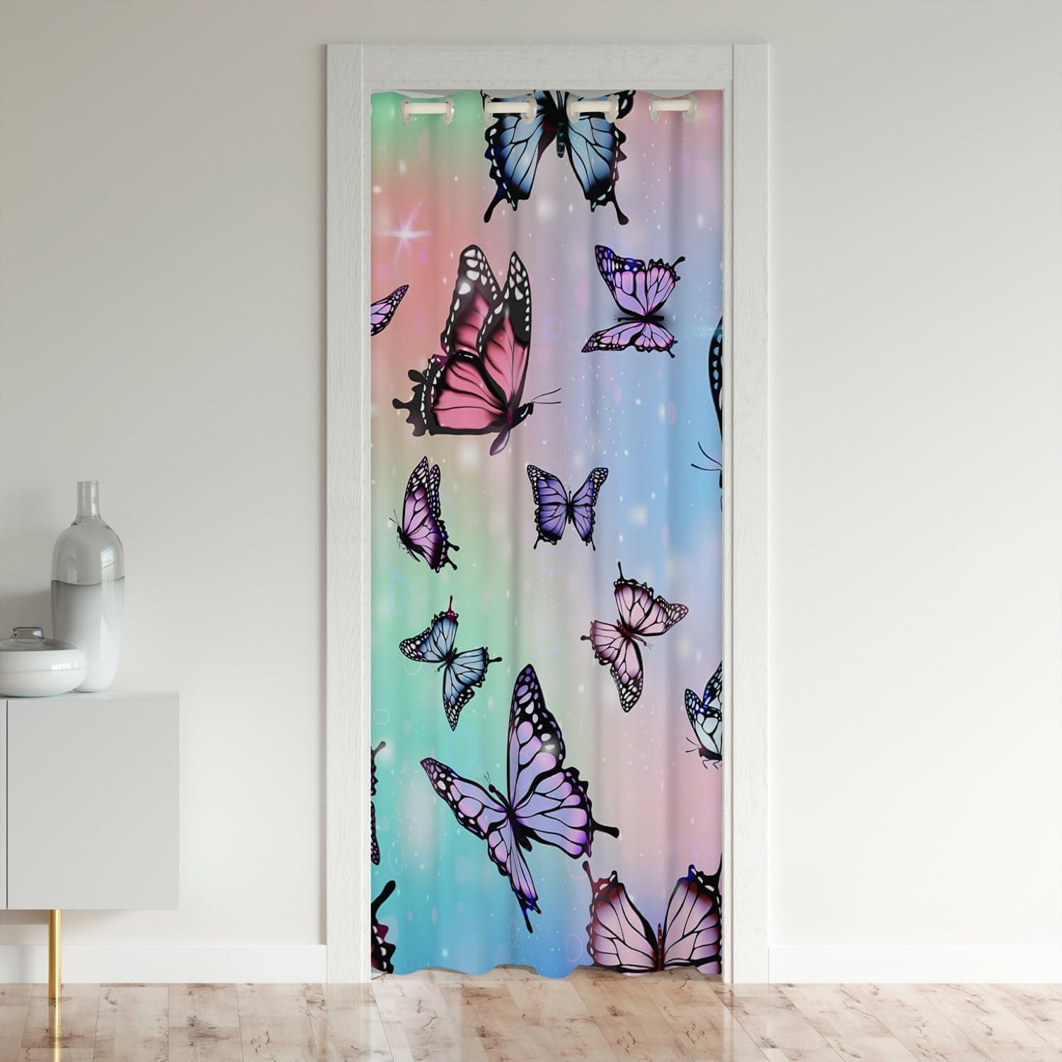 Jejeloiu Butterfly Door Curtain 42x80 Inch