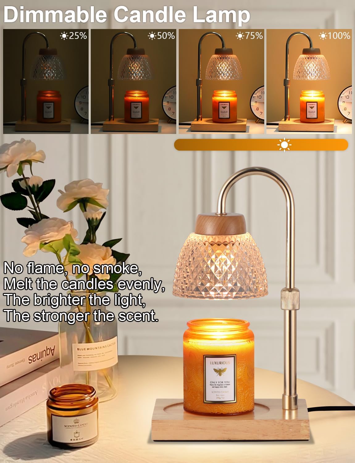 Dimmable Candle Warmer Lamp with Timer and 2 Bulbs