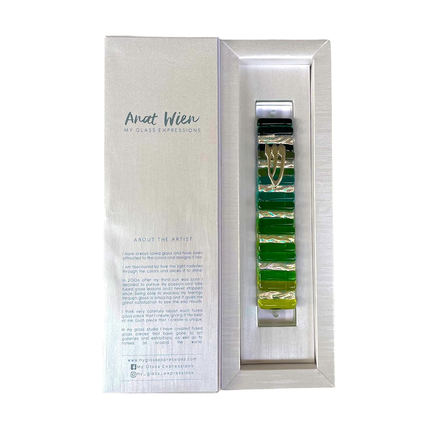 My Glass Expressions Jewish Mezuzah Case Green Hunter Green