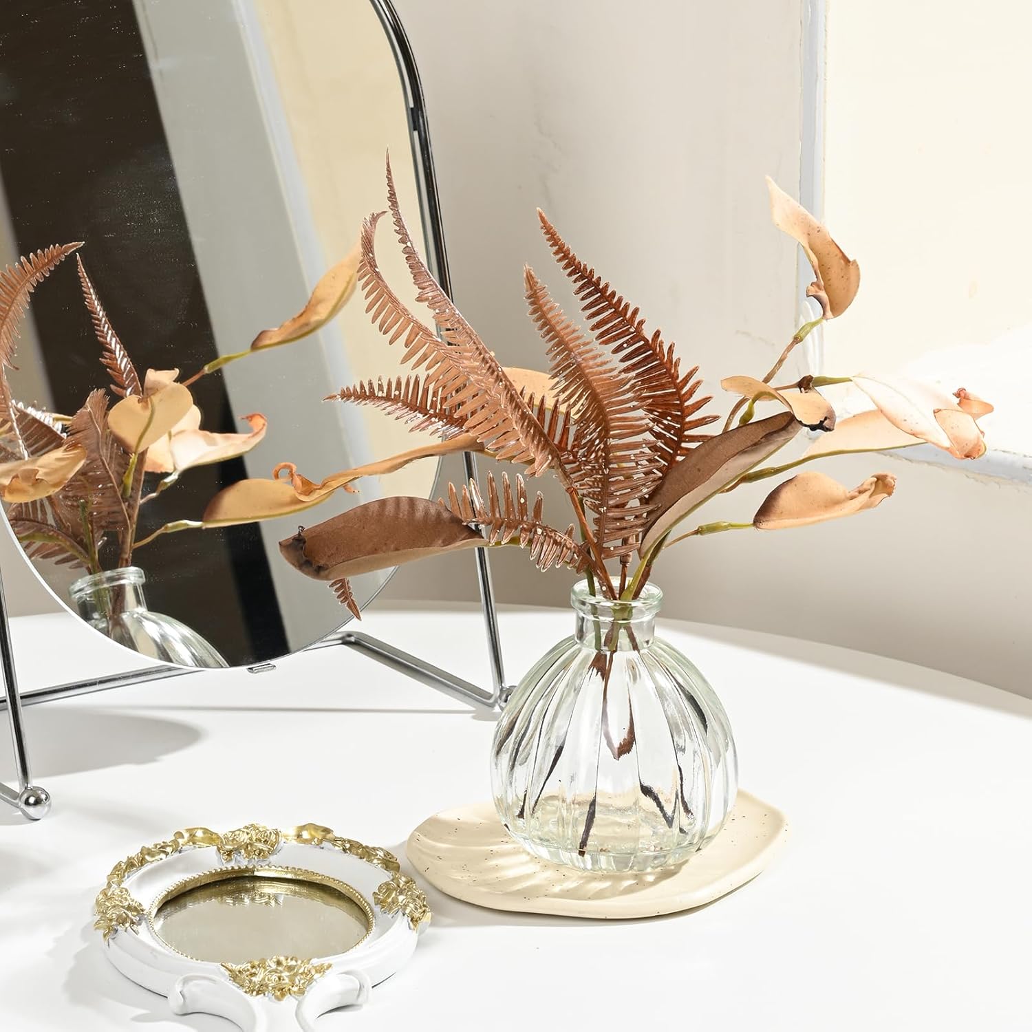 Abzo Artificial Eucalyptus Plants in Glass Vase