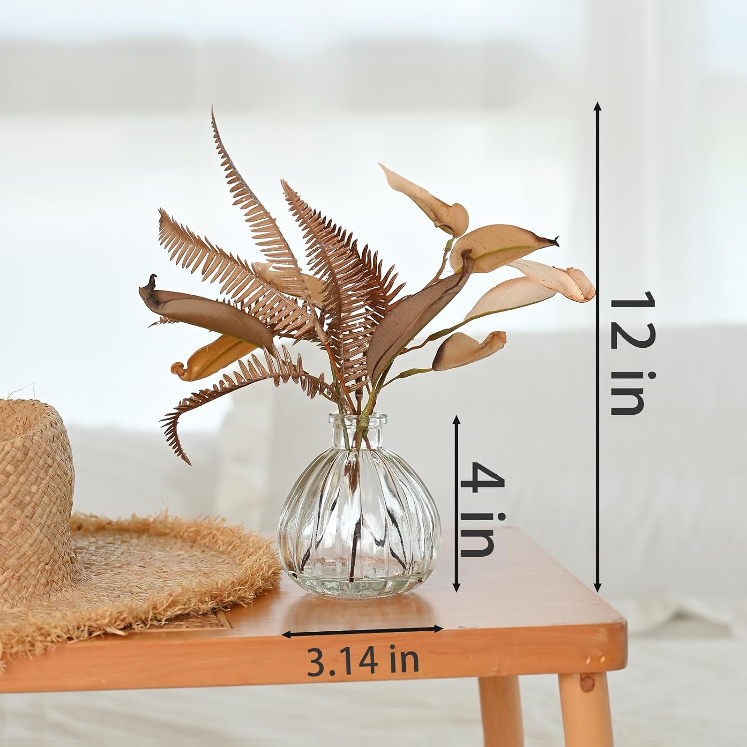 Abzo Artificial Eucalyptus Plants in Glass Vase