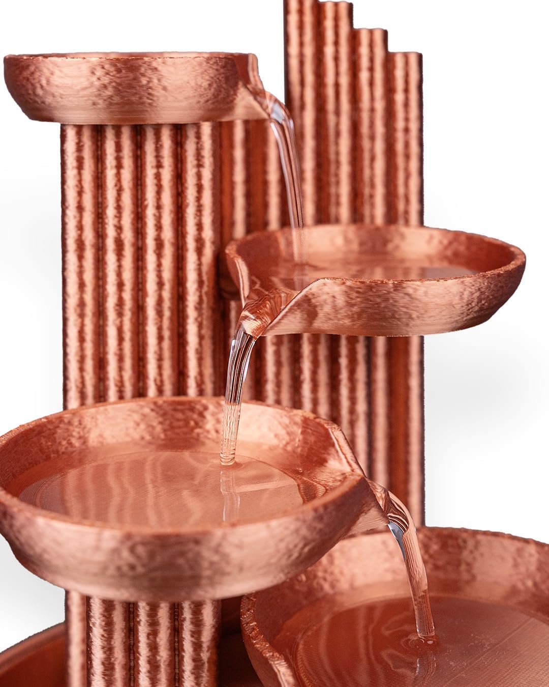 4-Tier Copper-Colored Tabletop Water Fountain with 85W x 85L x 7H Inches