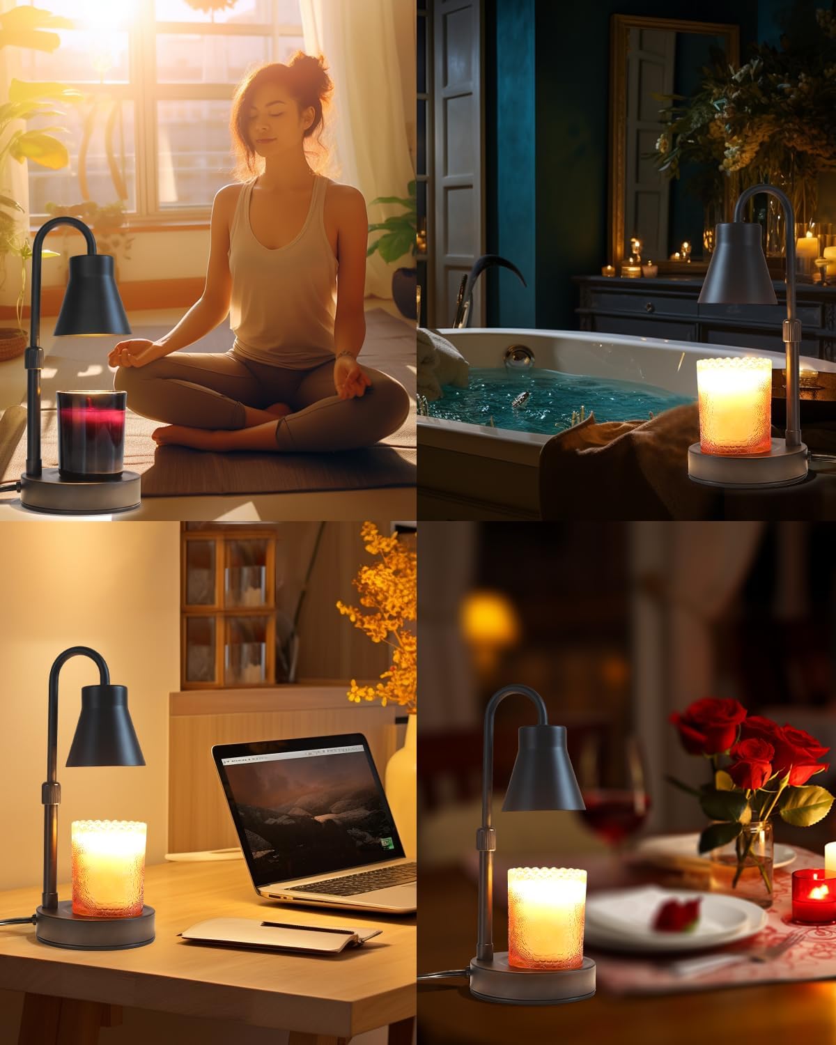 Candle Warmer Lamp with Adjustable Height and Stepless Dimming