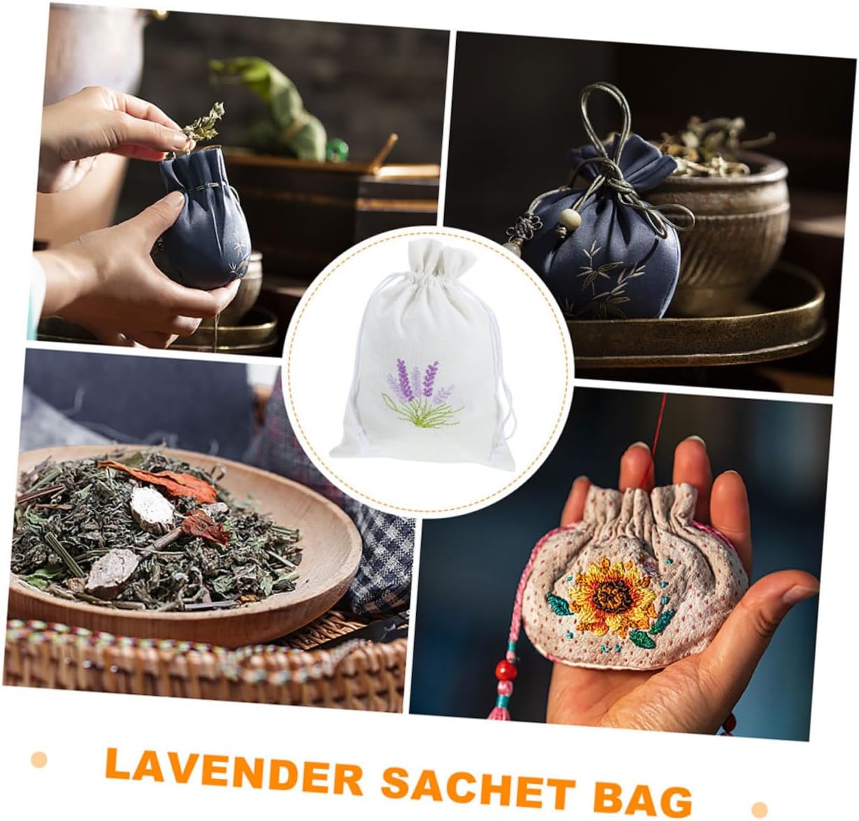 Happyyami Lavender Drawstring Cotton Sachet Bag for Fragrance Storage