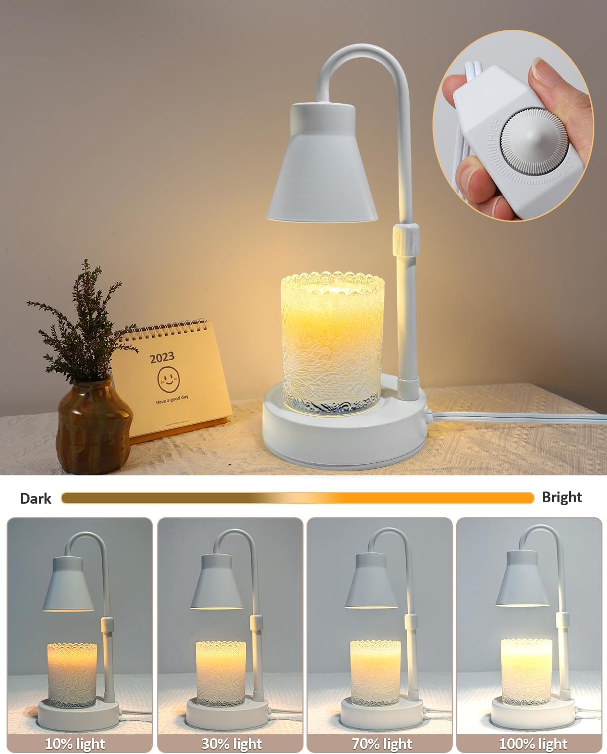 Elenhome Candle Warmer Lamp with Adjustable Height and Dimming