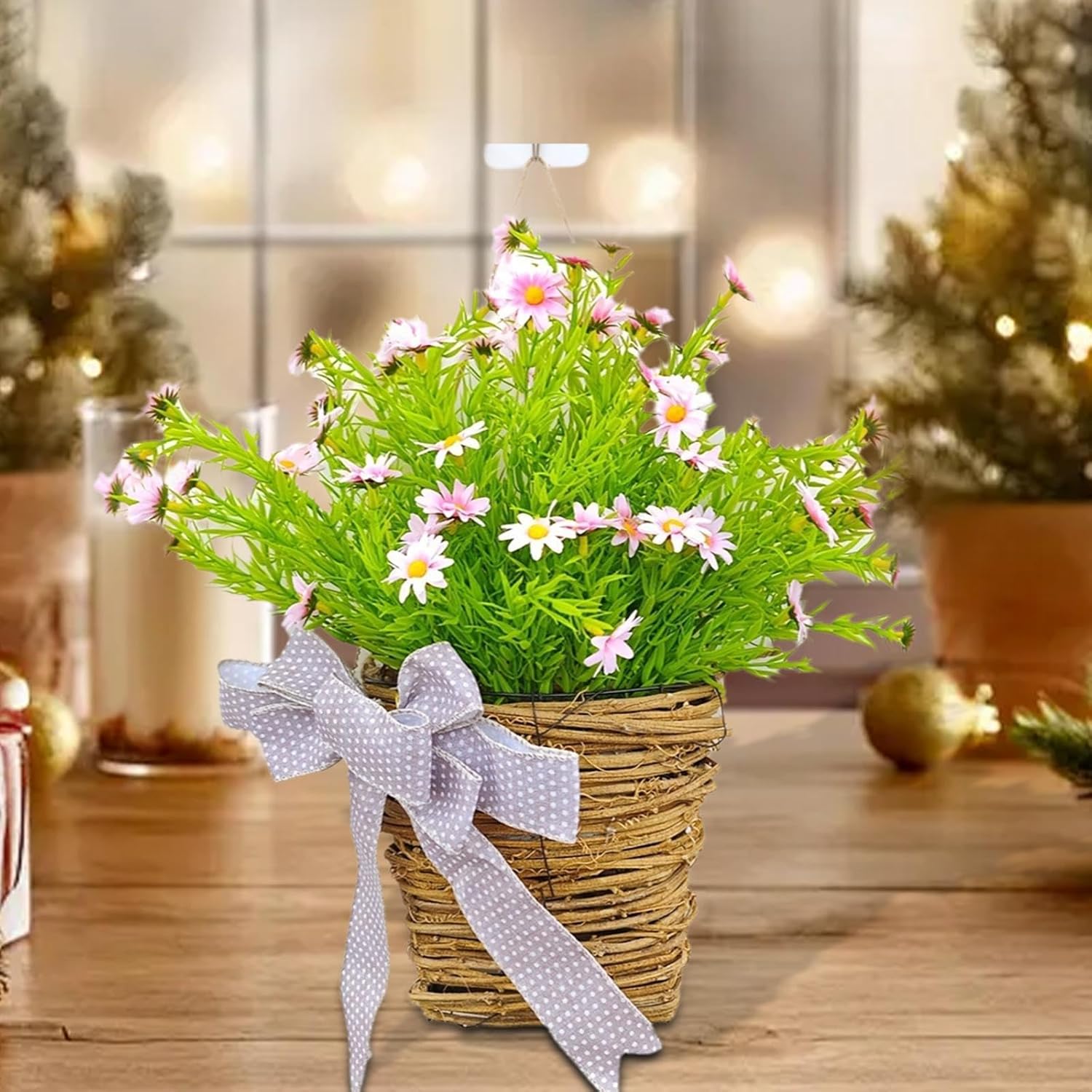 Spring Wreath Hanging Basket for Front Door Decor