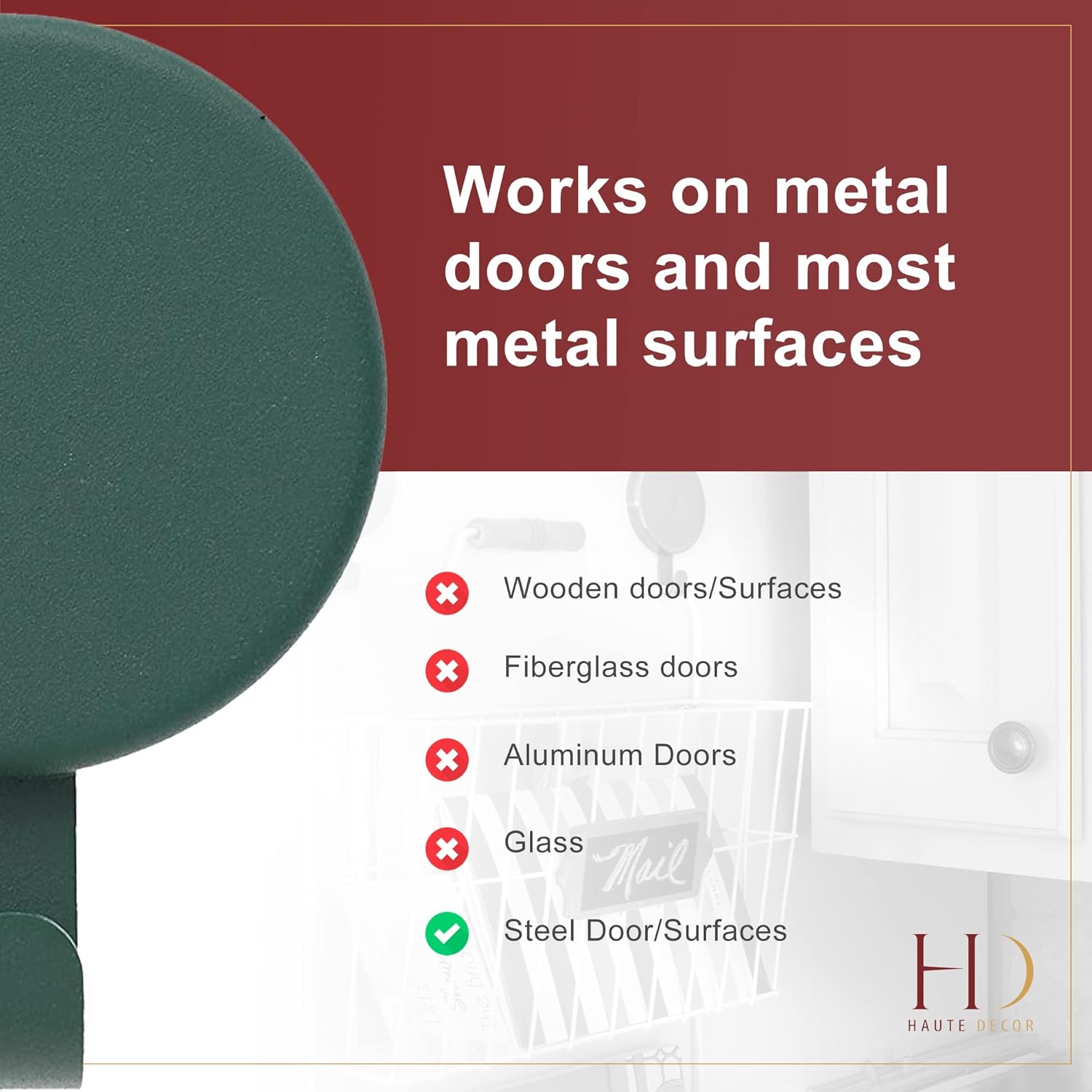 Haute Decor Magnetic Hanger 1 Pack for Metal Doors