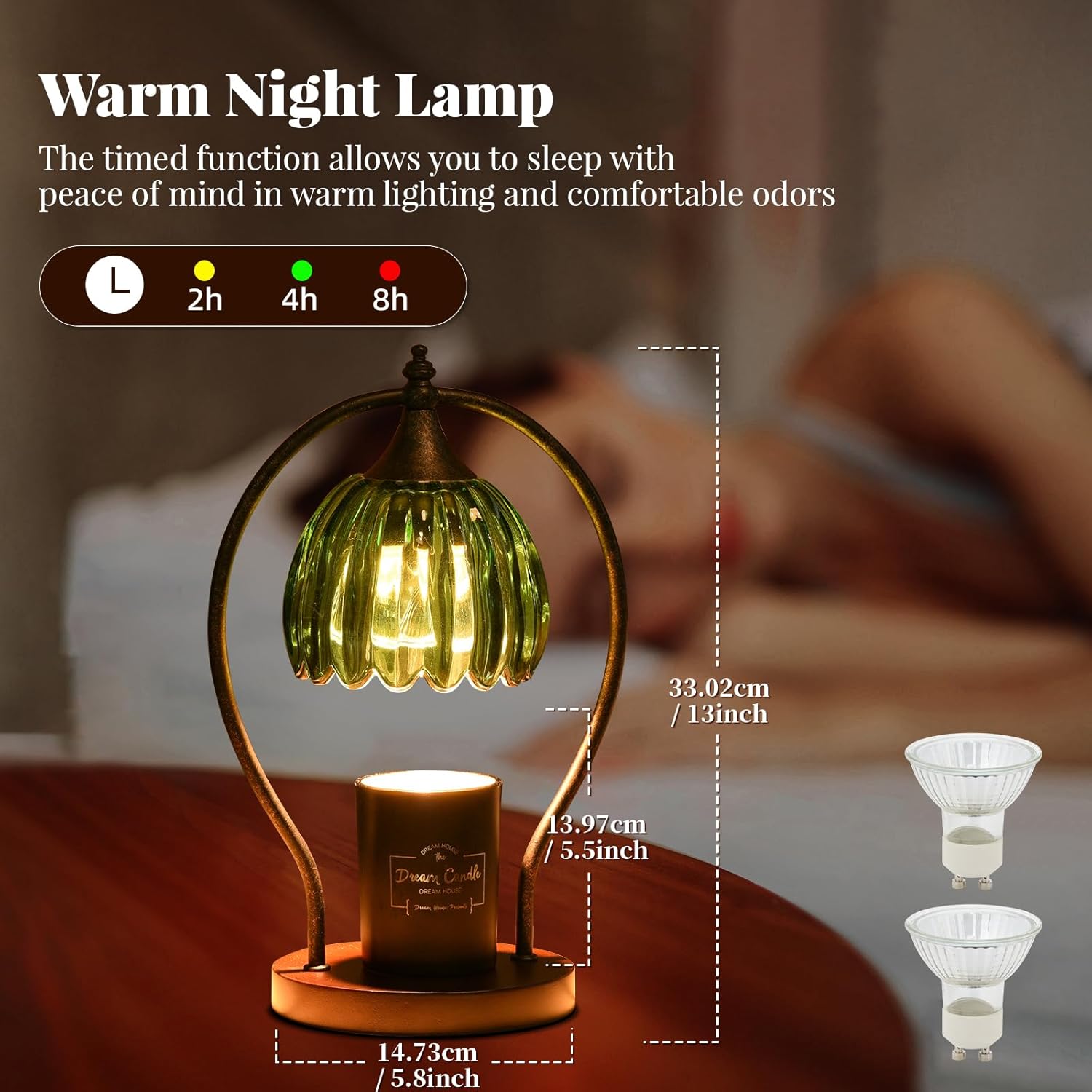 Timer Candle Warmer Lamp with 2 Bulbs