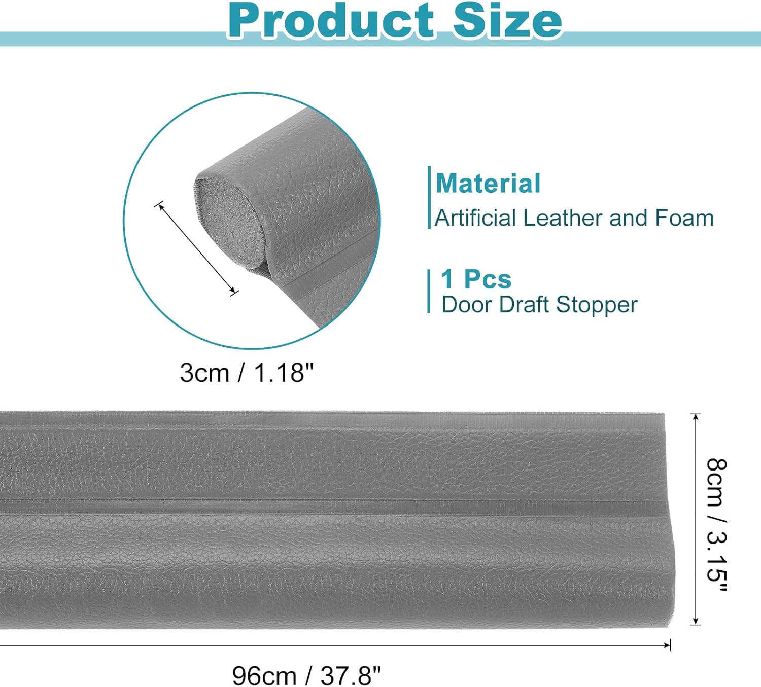 Uxcell 37 Inch Door Draft Stopper Gray