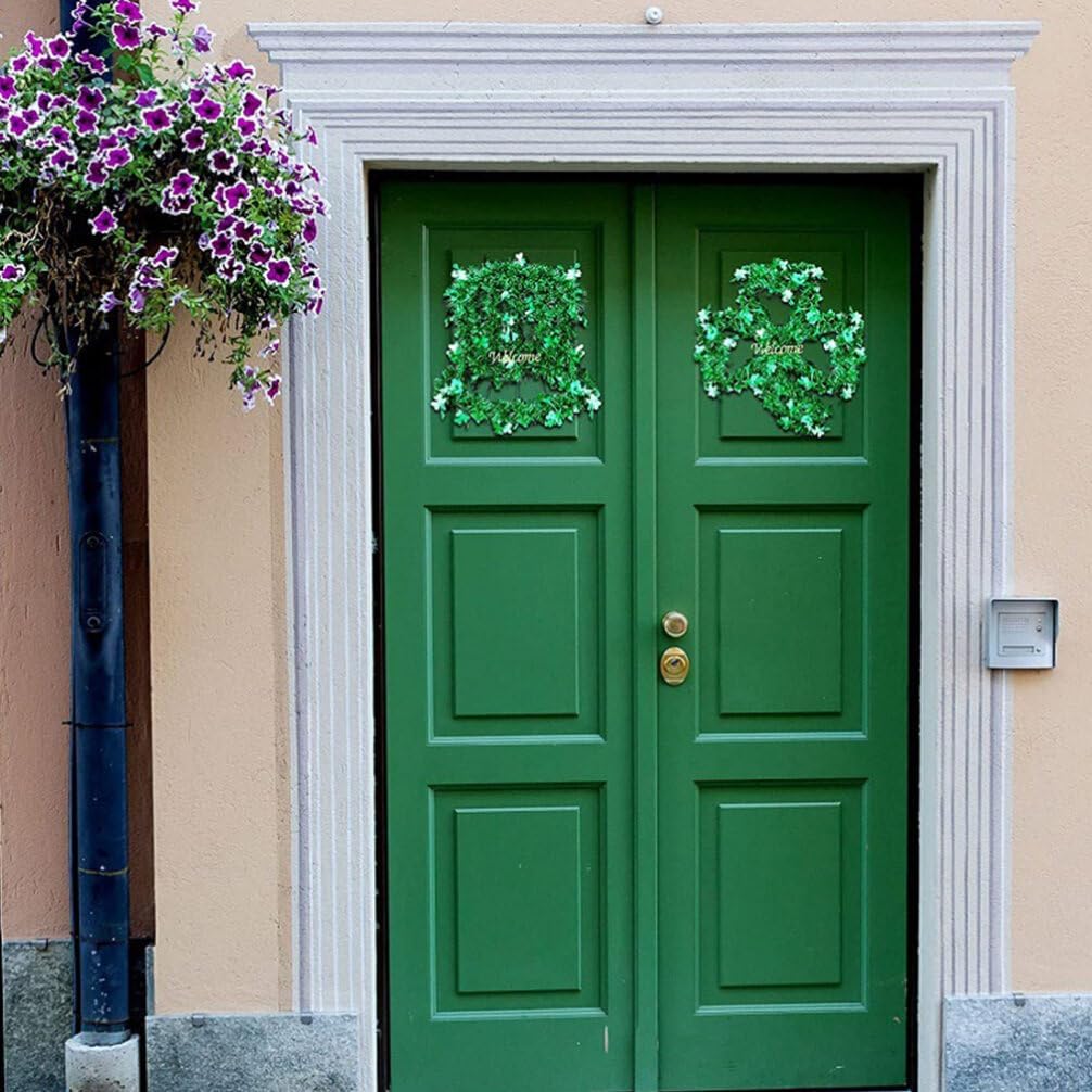 Garneck Irish Decor Flower Wreath 2pcs Shamrock Frame