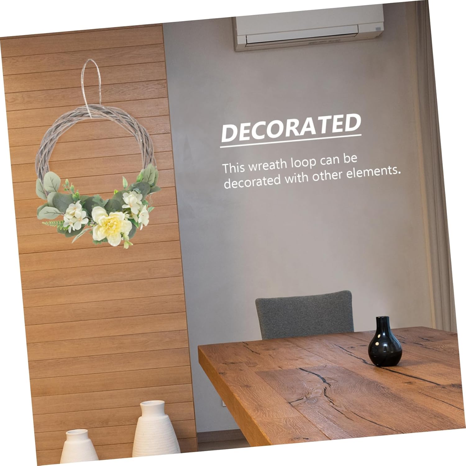 2pcs Rattan Garland DIY Wreath Door Hanger Christmas Decor Prop