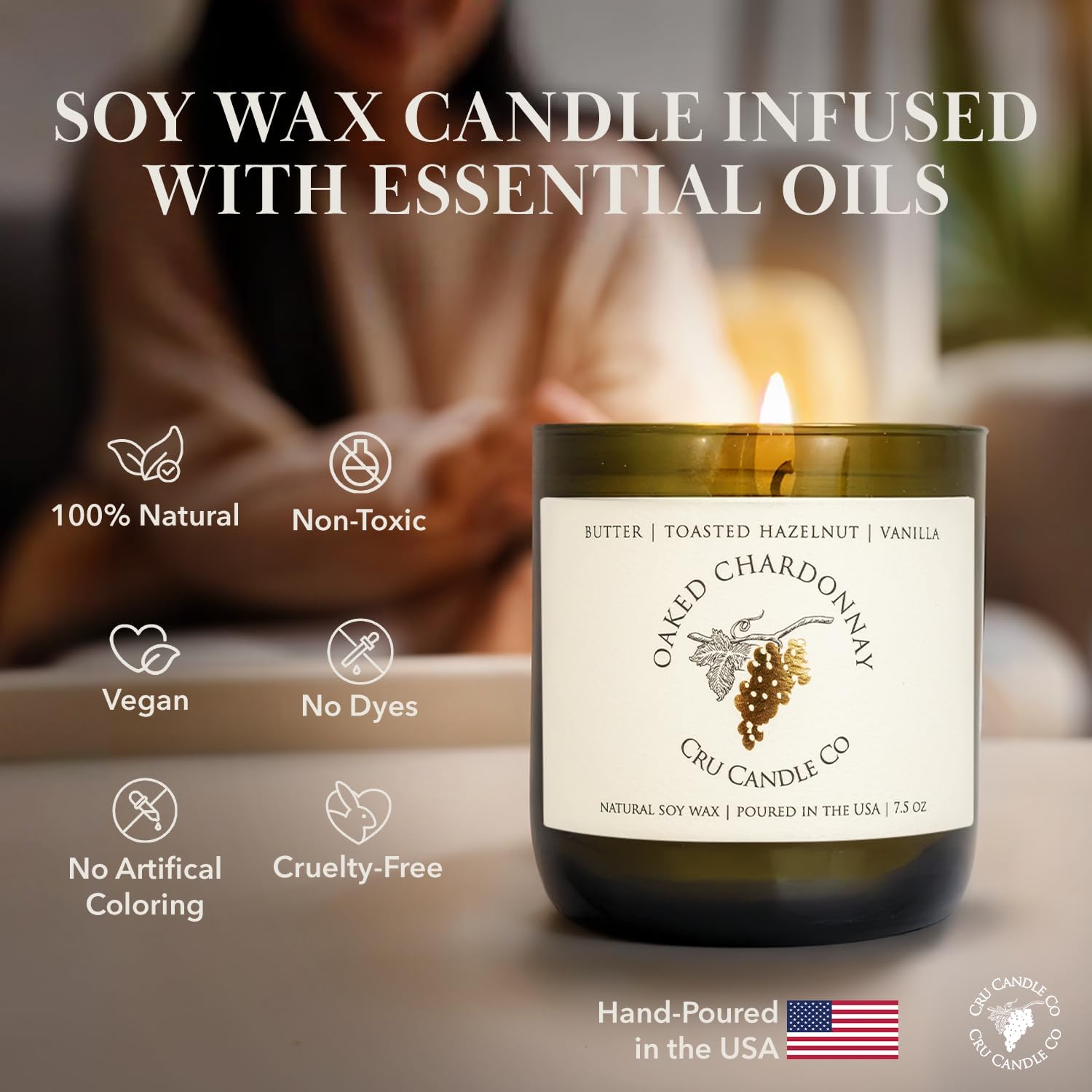 Cru Wine Scented Candles Oaked Chardonnay Luxury Decor