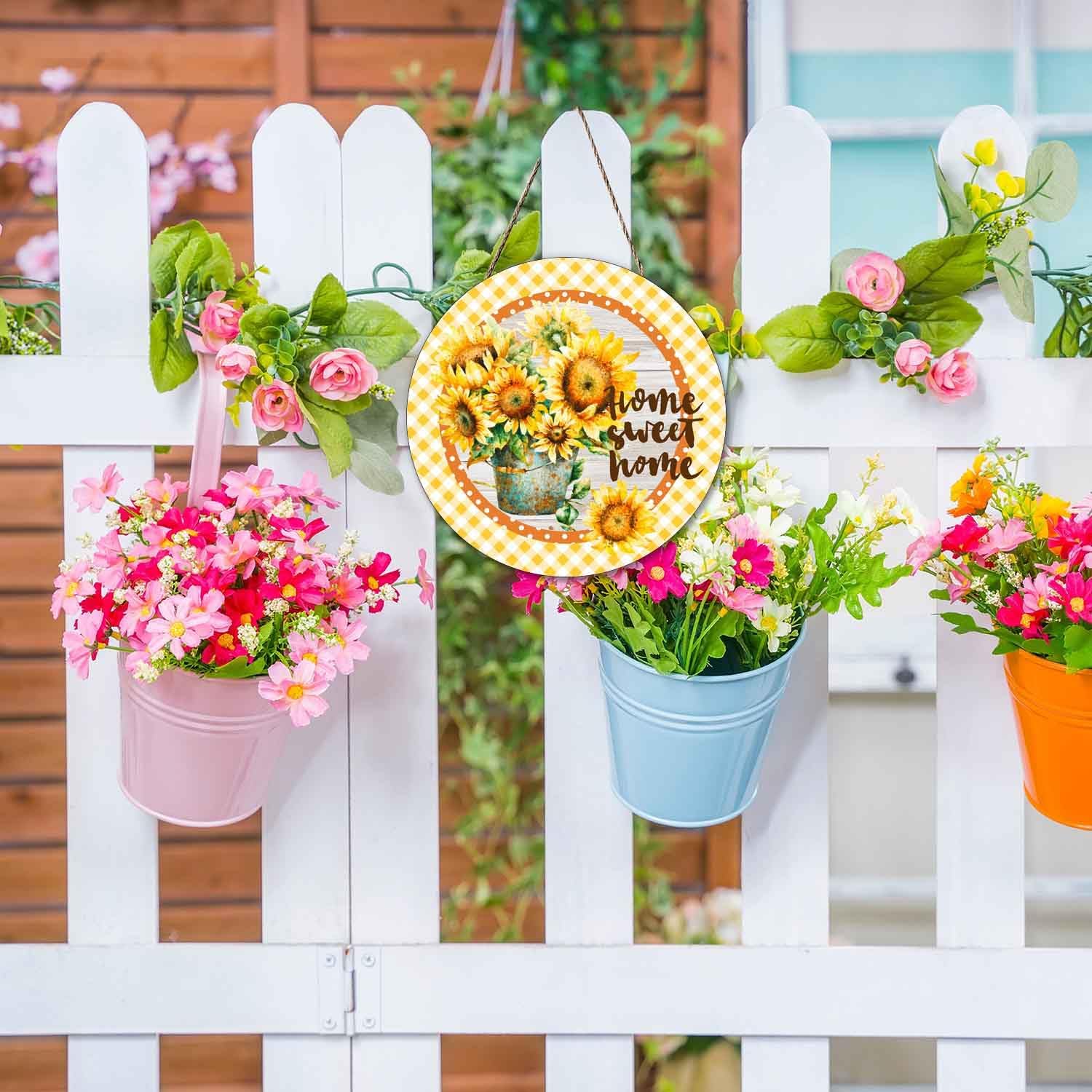 Rustic Sunflower Welcome Door Wreath Hanger