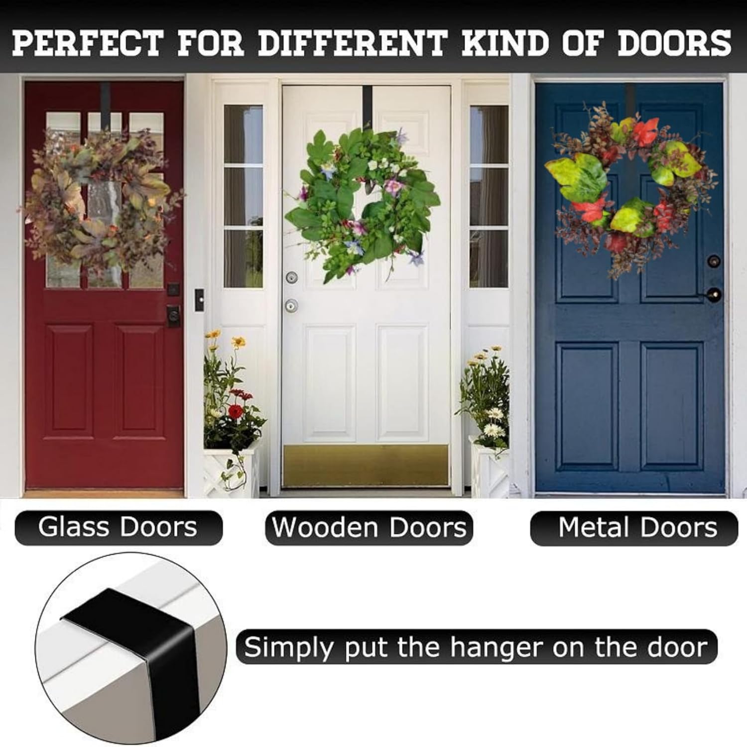 15 Inch Heavy Duty Metal Wreath Hanger 2Pcs White