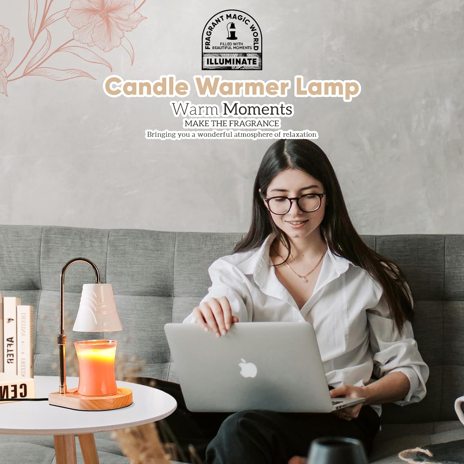 Elegant Candle Warmer Lamp with Timer and Adjustable Height