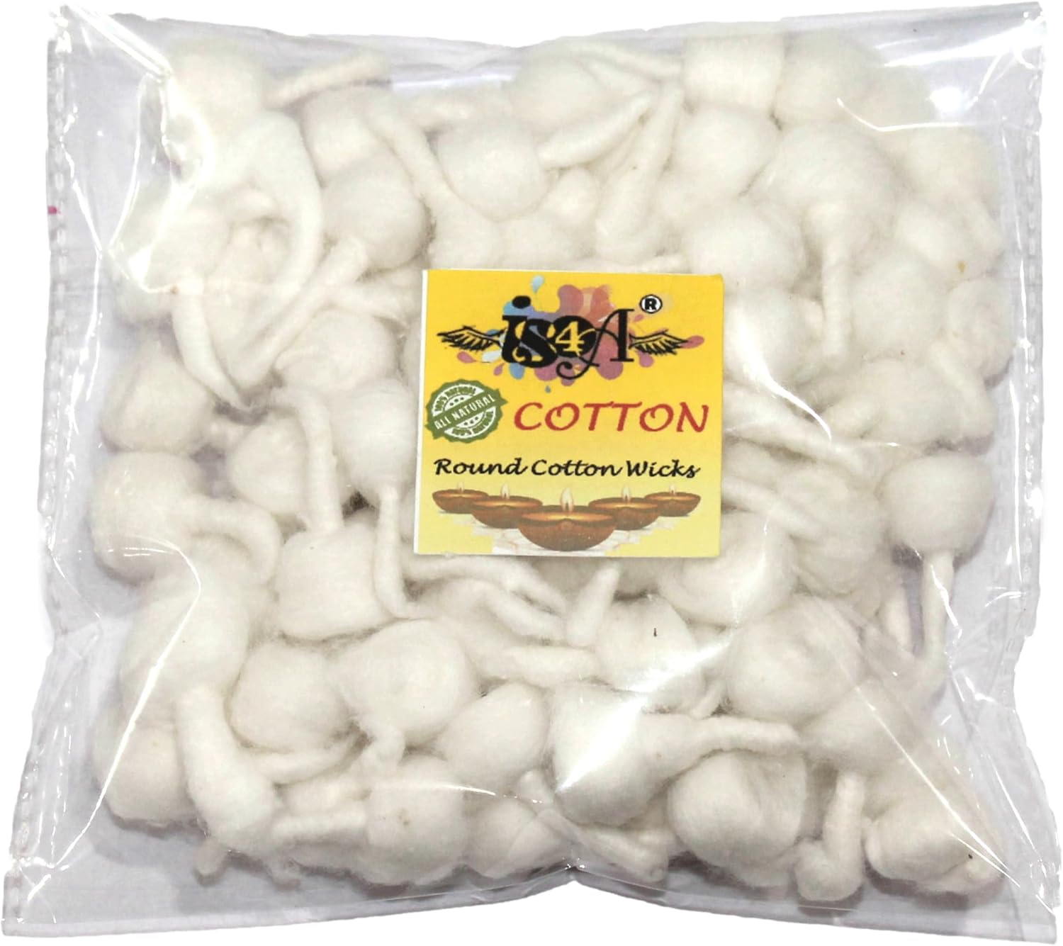 200 Pc Round Cotton Wicks for Oil Lamps Diya Pooja All Occasions
