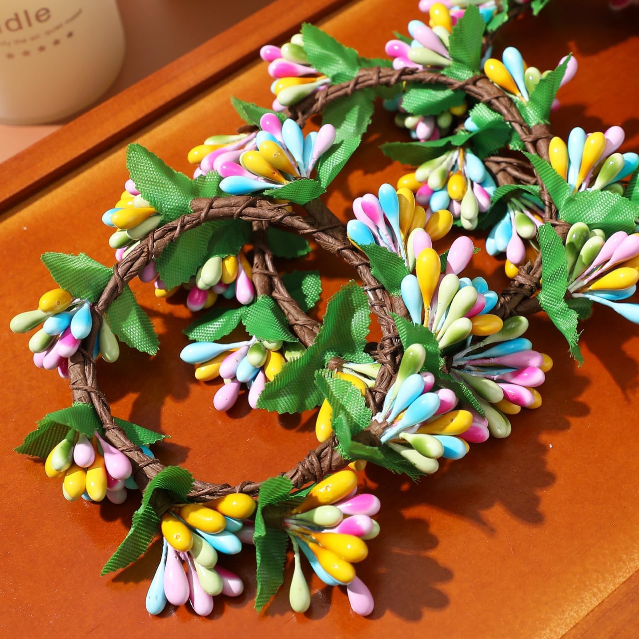 IMIKEYA 4PCS Easter Wreath Candle Holder