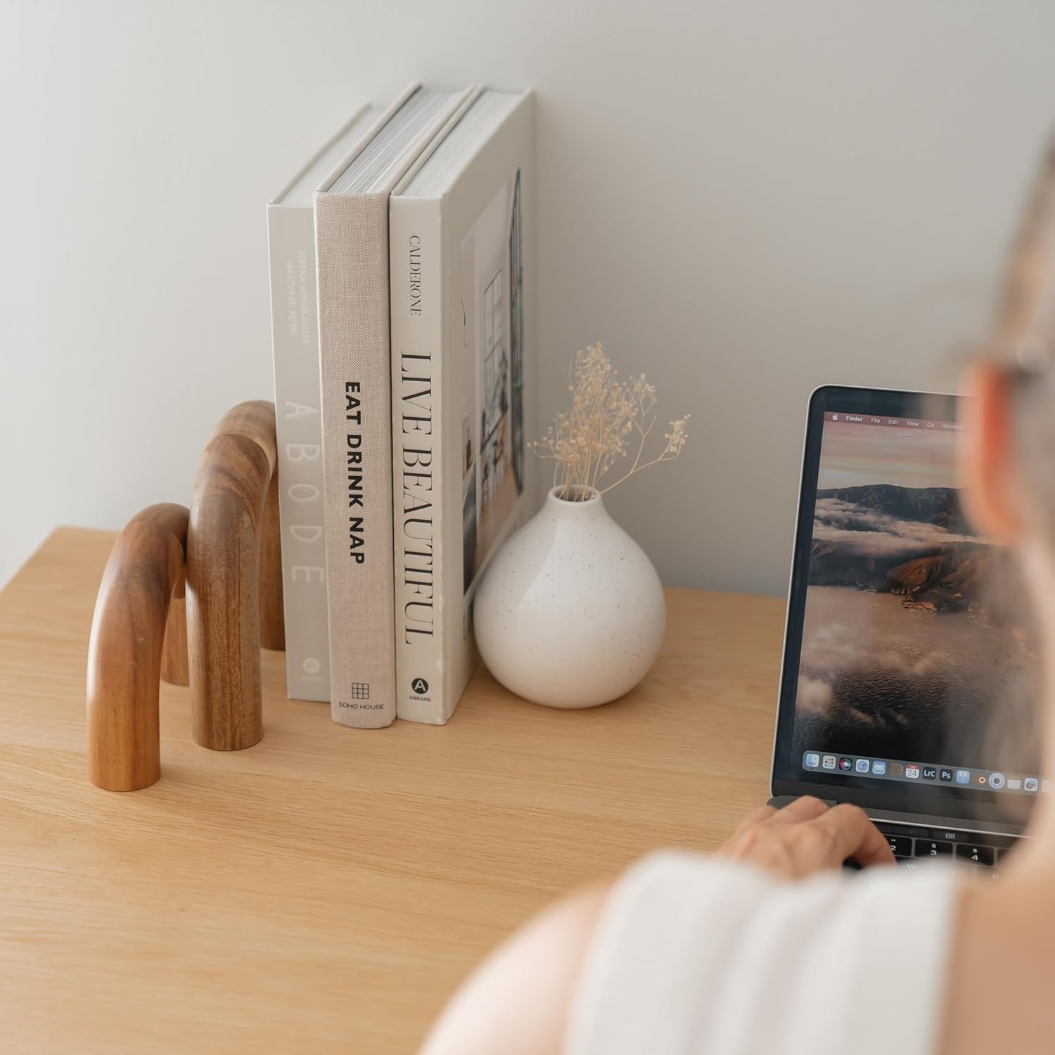 Wood Arch Bookshelf Decor - Modern Home Accent