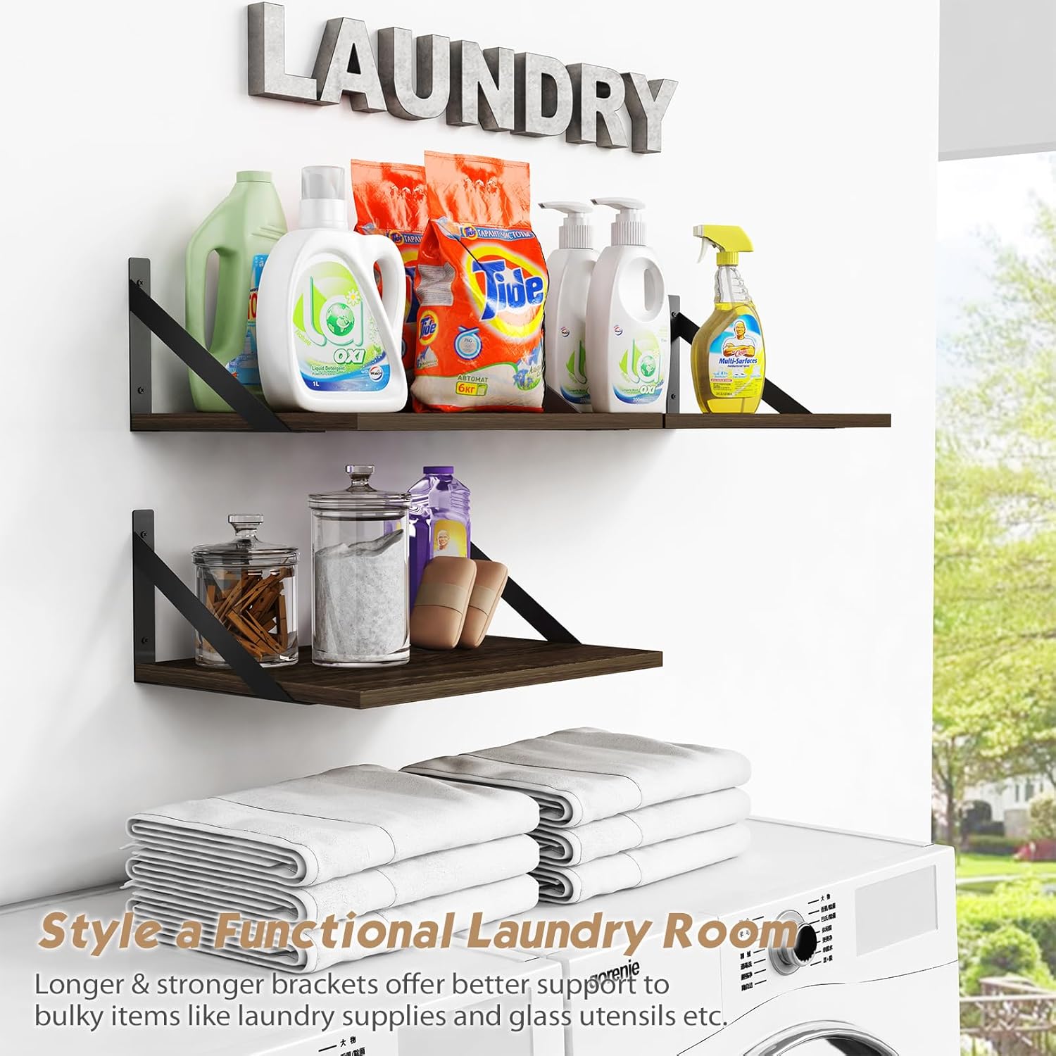 Forbena 12 Inch Deep Floating Shelves Set of 3 Heavy Duty Wall Shelves for Kitchen Storage