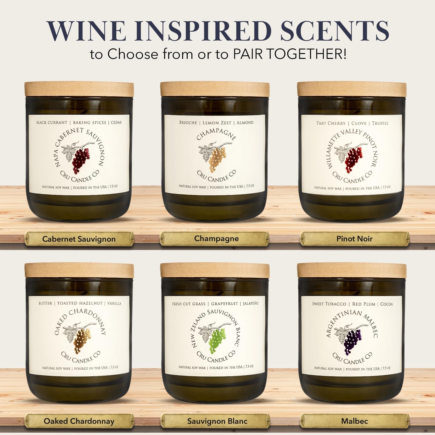 Cru Wine Scented Candles Oaked Chardonnay Luxury Decor