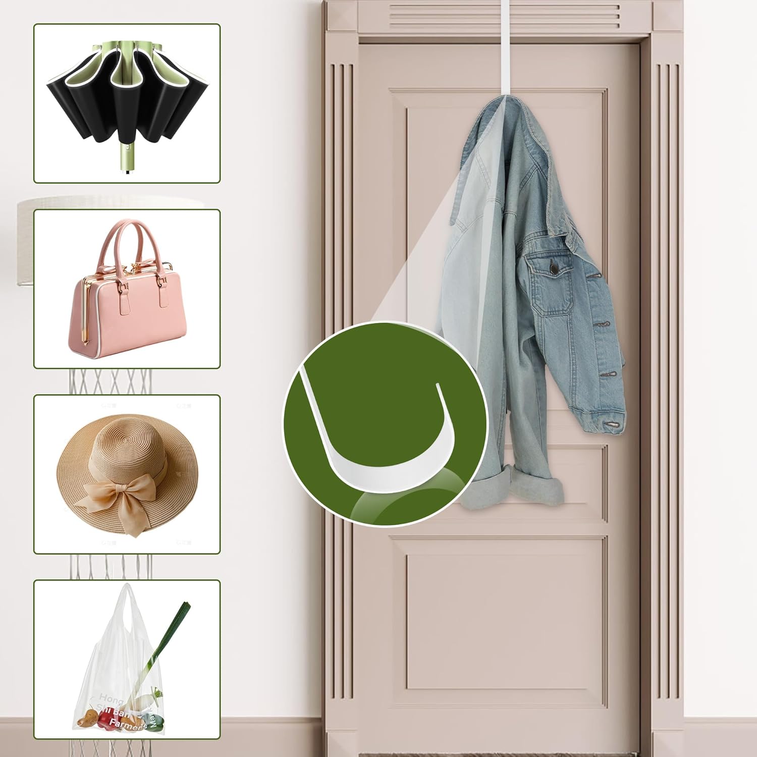 Nirohee 12 Inch White Wreath Hanger Hook for Front Door