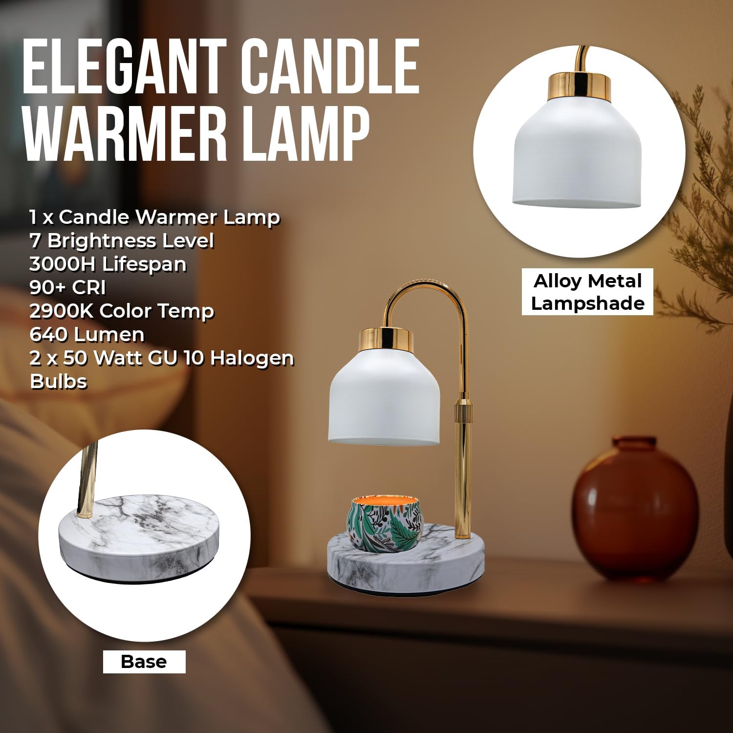 Adjustable Electric Candle Warmer Lamp with Timer - Safe Dimmable