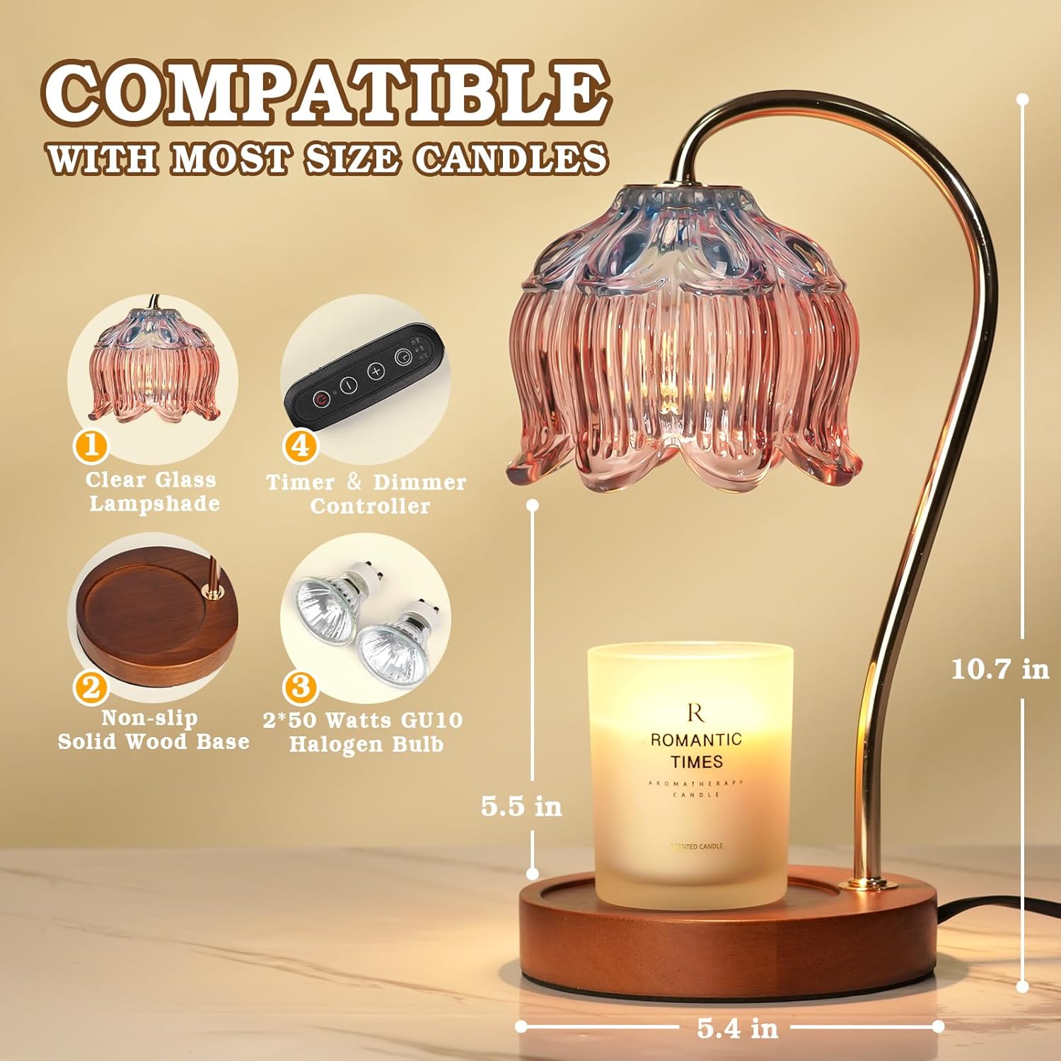Funistree Dimmable Candle Lamp with Timer and 2 Bulbs