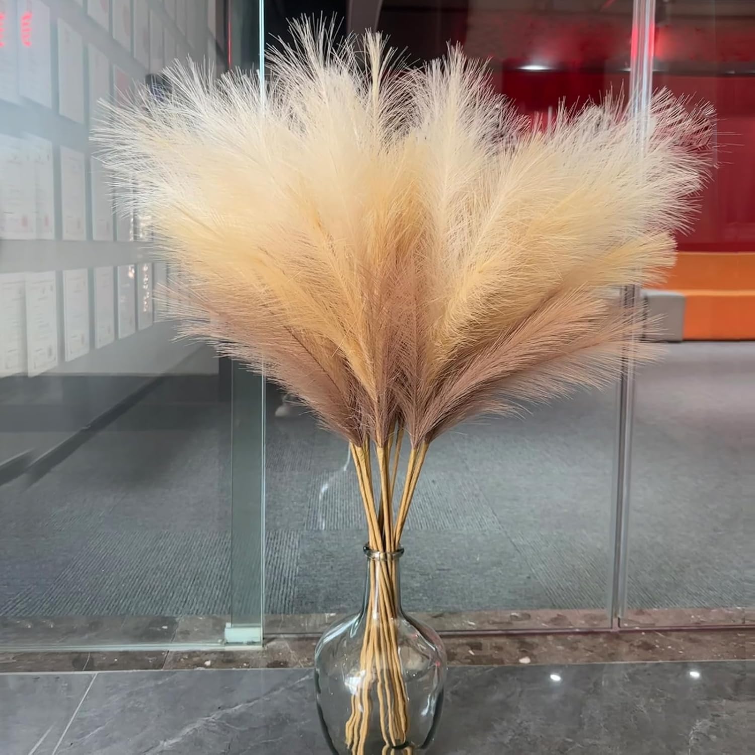 38 Inch 10 Stem Faux Pampas Grass Decor Set - Beige Mixed